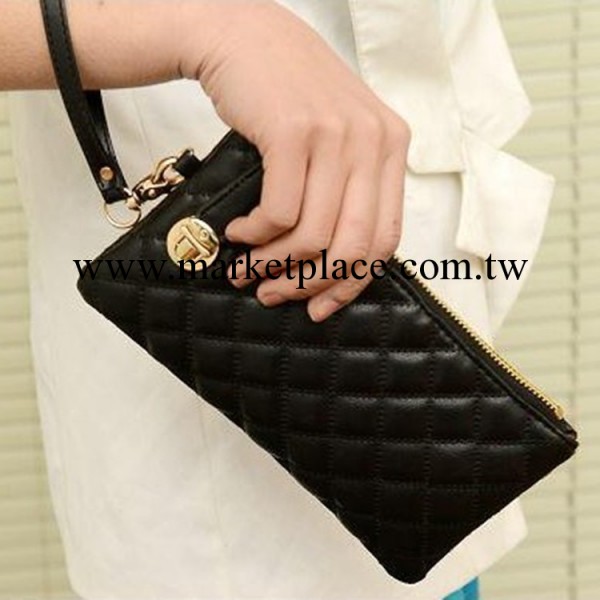 一件代發 中長款女士錢包批發秋冬季菱格插扣手提女包韓版手拿包工廠,批發,進口,代購