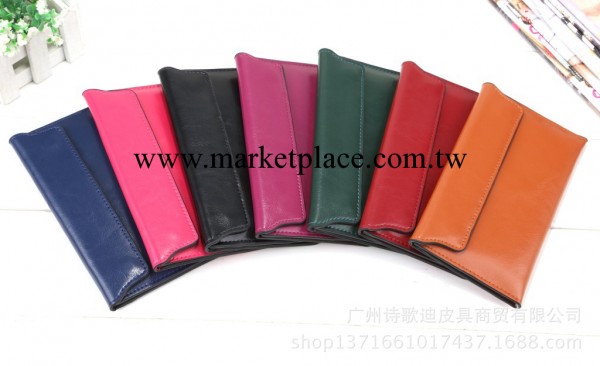 廠傢直銷2013新款油蠟牛皮中長款韓版女士錢包真皮手拿包一件代發工廠,批發,進口,代購
