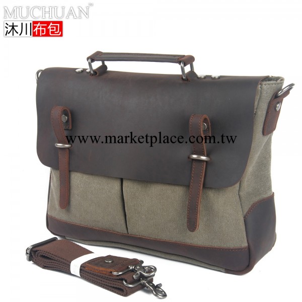 沐川包包 新款單肩斜挎包 手提公文包 單肩斜挎包包 配瘋馬牛皮包工廠,批發,進口,代購