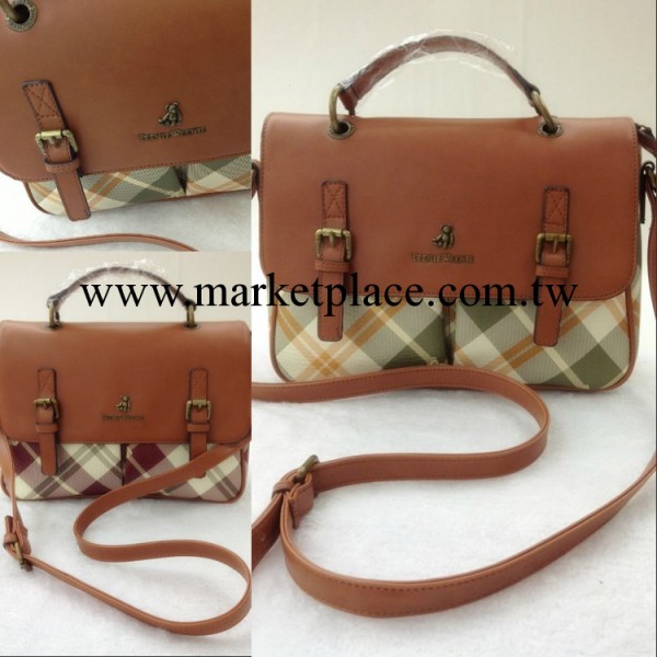 韓國TW小熊手提斜摶復古格紋女包工廠,批發,進口,代購
