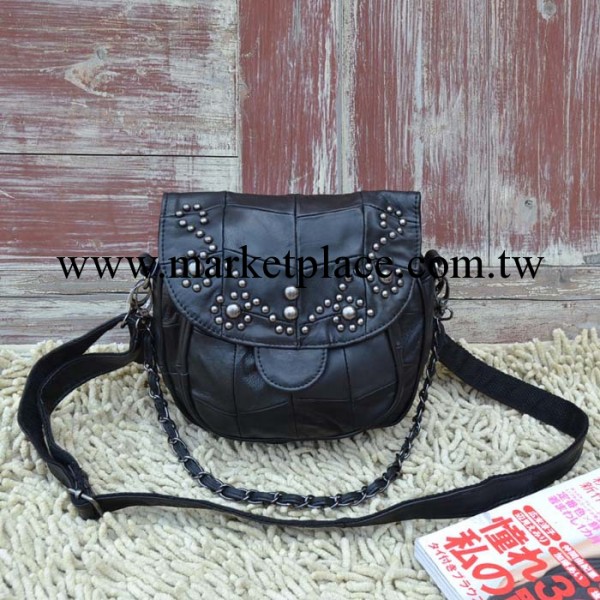 韓國新款羊皮鉚釘鏈條迷你真皮包單肩包斜跨包工廠,批發,進口,代購