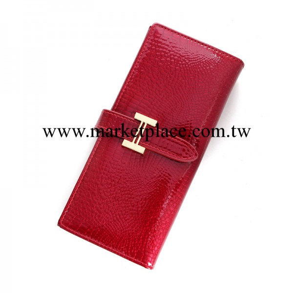 誠招代理 批發  韓版時尚女士漆皮牛皮真皮長款抽帶式錢包手拿包工廠,批發,進口,代購