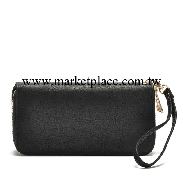 厚實 黑色雙拉錢包手拿包手腕包零錢包多位錢包 270G工廠,批發,進口,代購