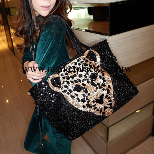 一件代發批發 2013新款時尚女包豹紋虎頭亮片大包單肩包手提包包工廠,批發,進口,代購