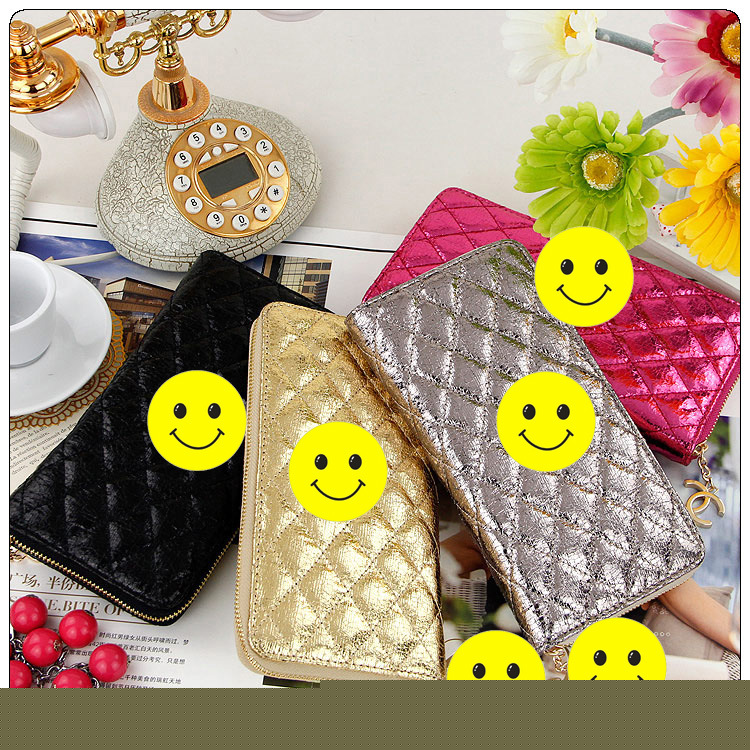 一件代發錢包 歐美女款長款拉鏈女式晚宴包雙C菱格紋手包女手拿包工廠,批發,進口,代購