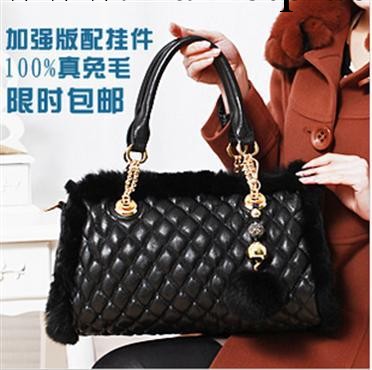 2013新款潮流時尚兔毛女包潮zara代購復古單肩斜跨手提包特價包袋工廠,批發,進口,代購