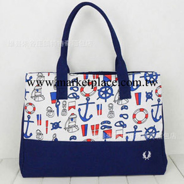 新款包包韓版女包帆佈包外貿休閒大手提包海軍風拼色單肩包包批發工廠,批發,進口,代購