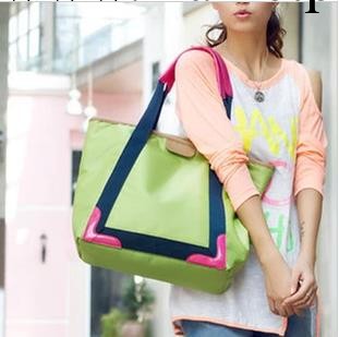秋冬百搭新款2013韓版熒光撞色單肩手提牛津佈休閒女包包工廠,批發,進口,代購