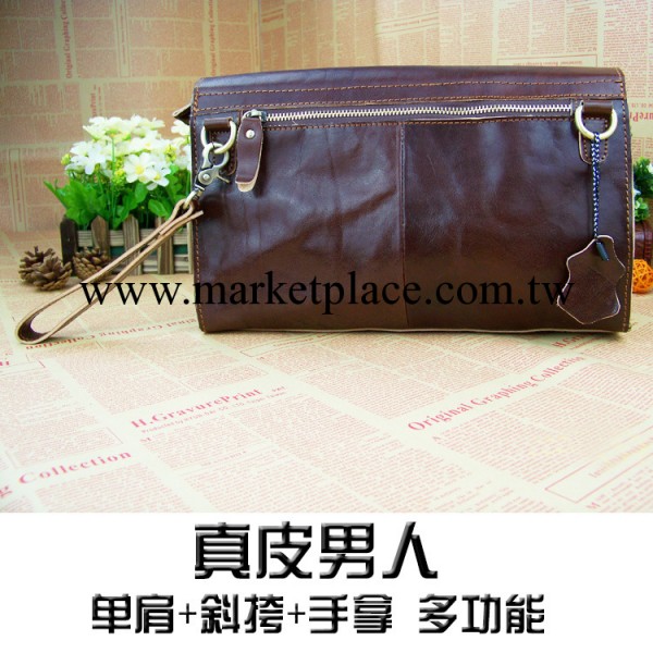 2014新款真皮男包手拿包頭層牛皮單肩斜挎包瘋馬皮多功能手拿包男工廠,批發,進口,代購