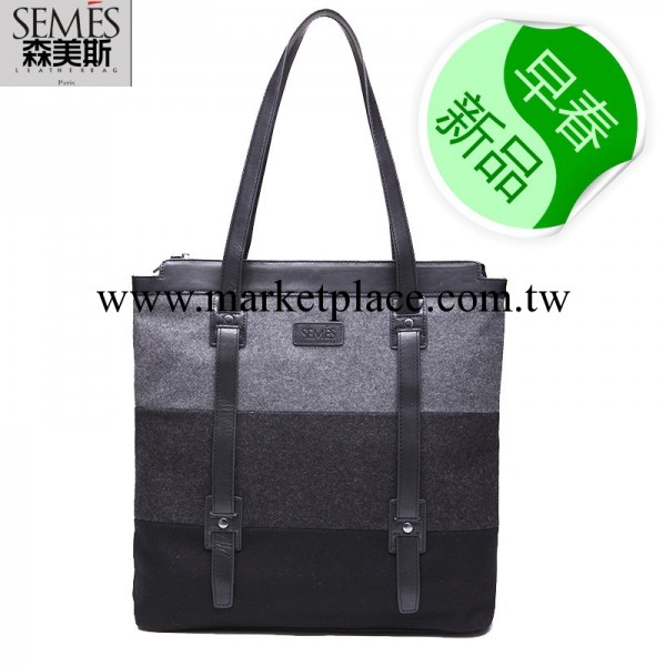 SEMES/森美斯羊毛昵配牛皮時尚男包歐美2014新款潮男單肩包大包包工廠,批發,進口,代購