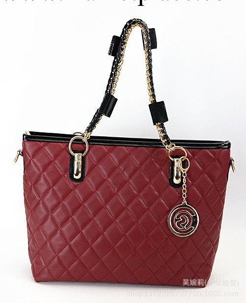 菱形格子紋金屬鏈特色掛墜 復古大包女包單肩包手提包 廠傢直銷工廠,批發,進口,代購