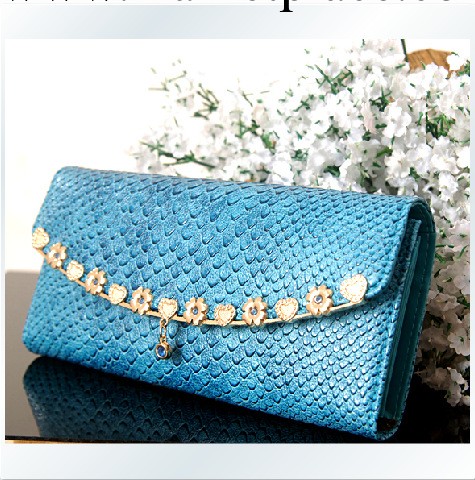 2013新款韓版蛇紋金色花朵長款女士錢包女式皮夾手拿包廠傢批發工廠,批發,進口,代購