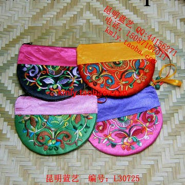 半圓繡花零錢硬幣包 雙面苗繡花手拿包工廠,批發,進口,代購