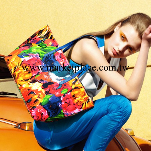 2014春夏季新款漆皮單肩手提女包 歐美復古時尚油畫女大花包工廠,批發,進口,代購