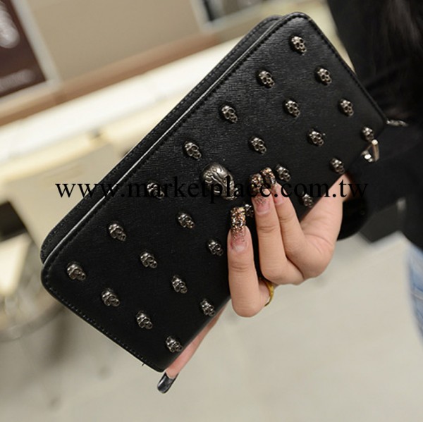 2013冬季新款時尚韓版鬼頭錢包骷髏頭卡包女式手拿包代發工廠,批發,進口,代購