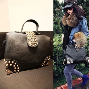 歐美春季簡約新款水鉆鉚釘插口箱式手提斜跨女包8011工廠,批發,進口,代購