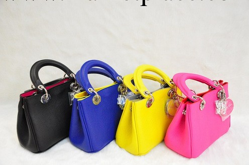 2013新款時尚休閒女包熒光玫紅荔枝紋迷你單肩手提斜跨女包工廠,批發,進口,代購