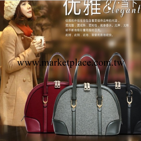2013冬季新款 歐美復古呢子手提包 時尚貝殼包單肩斜挎包女包包工廠,批發,進口,代購