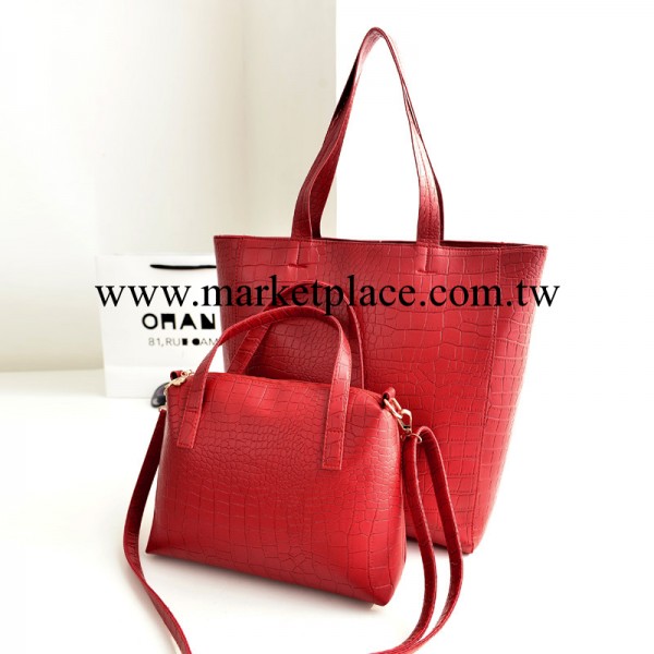 笑薇女包2014新款潮流時尚斜跨單肩大包 女士手提包 鱷魚紋子母包工廠,批發,進口,代購