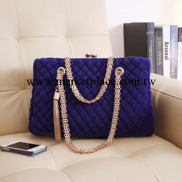 歐美時尚2013秋季新款呢子菱格鏈條流蘇手提斜挎單肩包工廠,批發,進口,代購