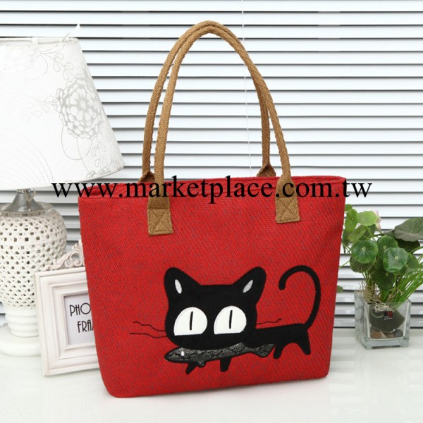 一件代發2013爆款卡通貓咪帆佈包韓版時尚手提休閒包包單肩包女包工廠,批發,進口,代購