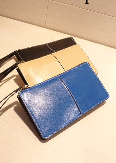 歐美范簡約車縫線拉鏈頭可手提長款錢包工廠,批發,進口,代購