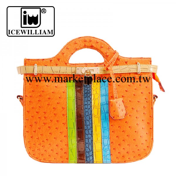 iw正品女包2013新款鴕鳥紋配鱷魚紋撞色糖果色女包手提斜挎包批發工廠,批發,進口,代購