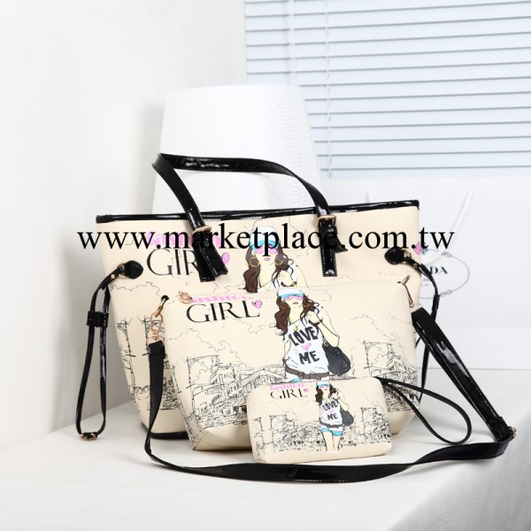 廠傢直銷2013女包新款美女圖休閒大包子母單肩包三件套手包斜挎包工廠,批發,進口,代購