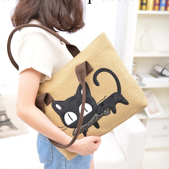 廣州女包卡通圖案單肩包手提包可愛時尚休閒帆佈小貓咪女包工廠,批發,進口,代購