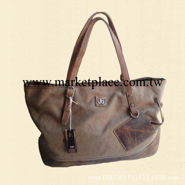 J6品牌正品帆佈手提包包女包2013新款多功能單肩包配瘋馬皮Ipad包工廠,批發,進口,代購