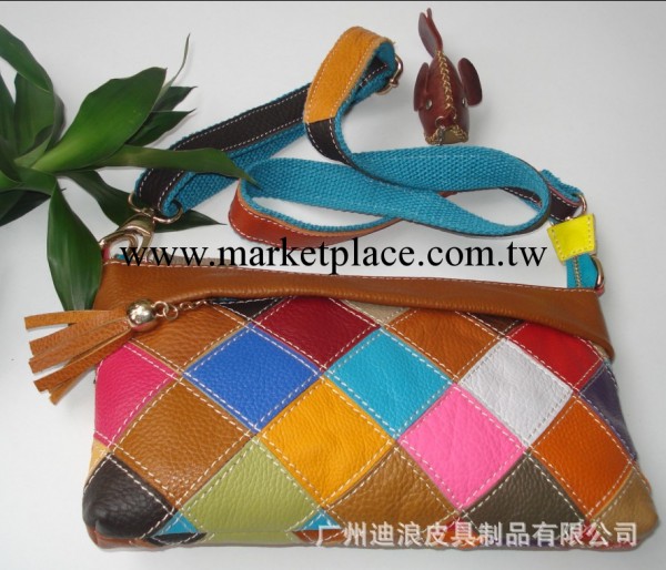 廣州皮包廠批發女式小包 頭層彩色牛皮小包 撞色單肩斜跨小包工廠,批發,進口,代購