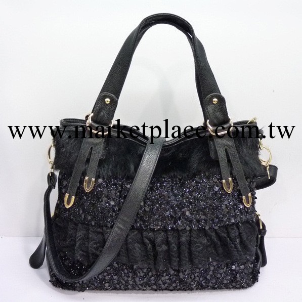 2013年新款黑色真兔子毛女包 韓版時尚皮草包包 休閒單肩斜跨女包工廠,批發,進口,代購