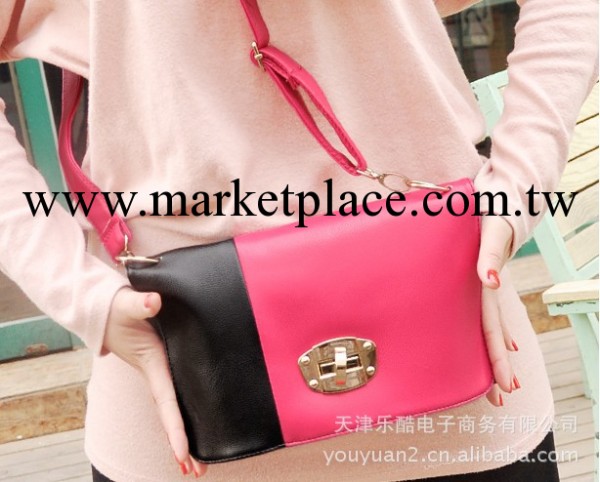 2012新款韓版休閒糖果色拼接仿牛皮單肩斜跨包手拿包女包包 6637工廠,批發,進口,代購