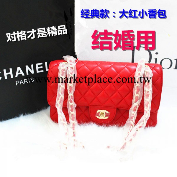 2.55系小香結婚包大紅新娘包辣椒真皮羊皮女單肩斜跨菱格鏈條包包工廠,批發,進口,代購