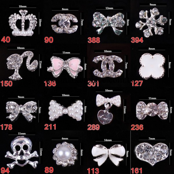 美甲合金 DIY金屬指甲貼飾 鑲水鉆 蝴蝶結 皇冠 桃心飾品 A系列工廠,批發,進口,代購