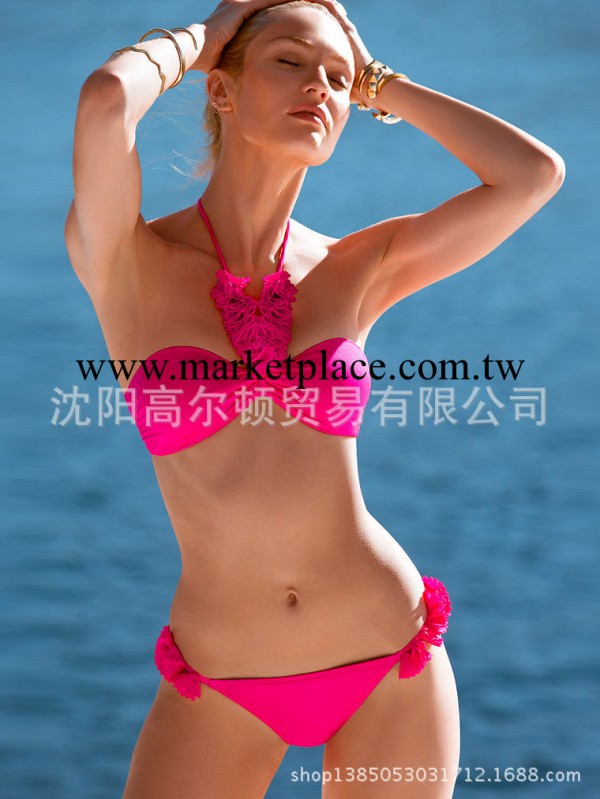 2014最新款維多利亞的秘密純色胸前LEI花抹胸性感比基尼女泳裝工廠,批發,進口,代購