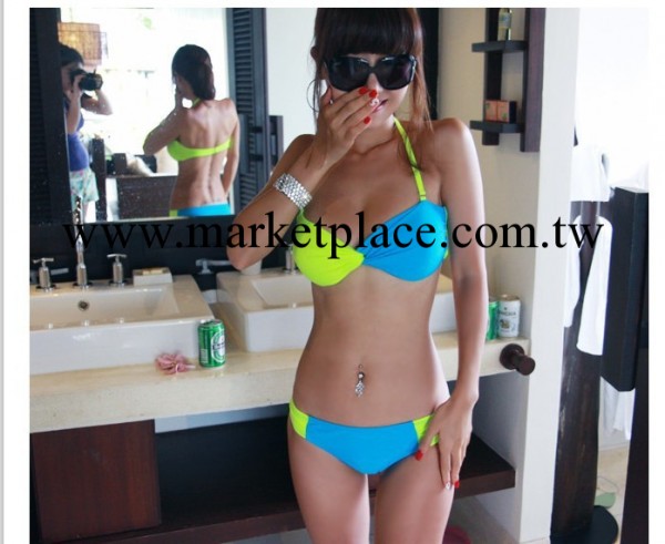 廠傢直銷批發維多利亞的秘密外貿歐美熒光比基尼小胸聚攏遊泳衣女工廠,批發,進口,代購