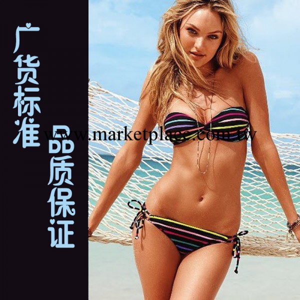 廠傢直銷 維多利亞的秘密比基尼 彩虹條紋可拆卸肩帶女士泳衣工廠,批發,進口,代購