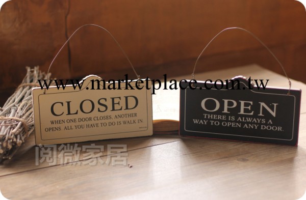 H018 zakka 店鋪營業掛牌【OPEN/CLOSED】創意木質裝飾工廠,批發,進口,代購