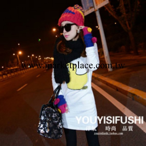 2013冬季新款 韓版毛線圈小黃鴨圖案純色加絨休閒衛衣女工廠,批發,進口,代購