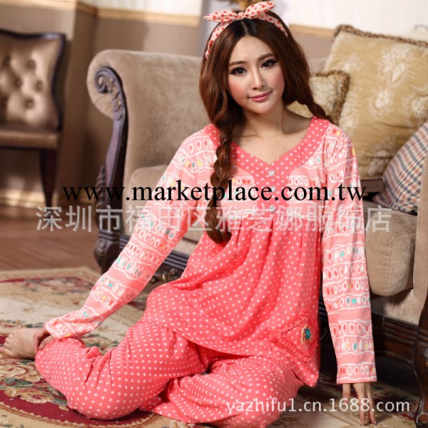 新款春秋季女式睡衣純棉長袖傢居服全棉質女士居傢服套裝工廠,批發,進口,代購