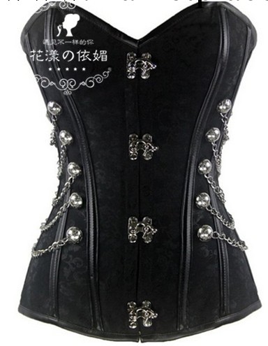 2013年新款束身衣性感黑色提花鋼骨corset束腰塑身衣宮廷束身衣工廠,批發,進口,代購