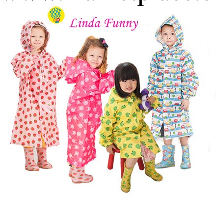 正品LINDA FUNNY薄款卡通印花幼兒童學生雨衣雨披雨具工廠,批發,進口,代購