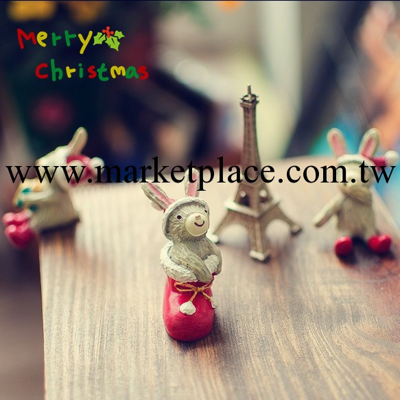 Christmas系列萌物 聖誕小兔 樹脂擺件 3款入 聖誕禮物禮品~批發・進口・工廠・代買・代購