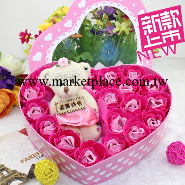 情人節禮物創意禮物浪漫可愛19朵小熊聖誕快樂玫瑰香皂花禮盒批發批發・進口・工廠・代買・代購