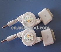 3.5mm Retractable Audio Cable to Connector for iPod工廠,批發,進口,代購