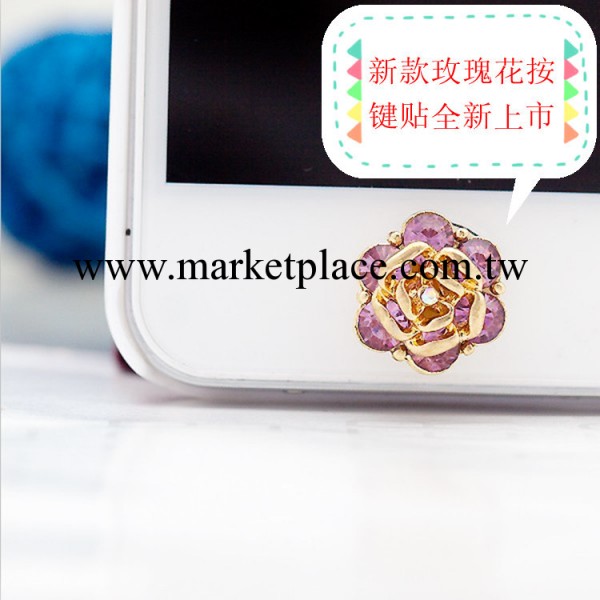立體玫瑰花按鍵貼 iphone按鍵貼批發 手機home按鍵 按鈕 廠傢直銷工廠,批發,進口,代購
