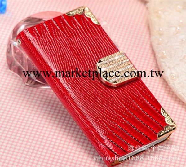批發新款iphone5/5s蜥蜴紋帶鉆皮套蘋果4/4s手機殼可插卡保護皮套工廠,批發,進口,代購