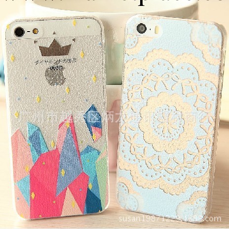 新款皮紋彩繪iPhone5/5s/4/4s半透明保護套蘋果水晶紋卡通外殼子工廠,批發,進口,代購