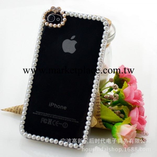 iphone4手機殼 iPhone5手機套代發 珍珠水鉆邊框手機殼 分銷 846工廠,批發,進口,代購